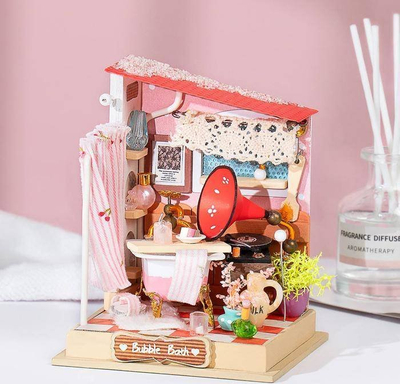 Set DIY shtëpi miniaturë Bubble Bath Bathroom, banjo spa dekorative, për montim manual