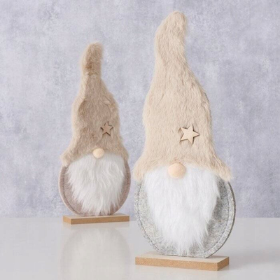 Figurë Krishtlindjesh Boltze, xhuxh Imka prej ndjese, 29 cm, gri