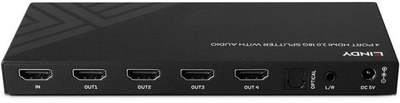 Splitter HDMI LINDY me 4 porta, 8K 60Hz, me audio, i zi