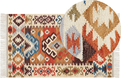 Qilim kilim boho Patchwork, 80 x 150 cm, lesh edhe pambuk, shumëngjyrësh
