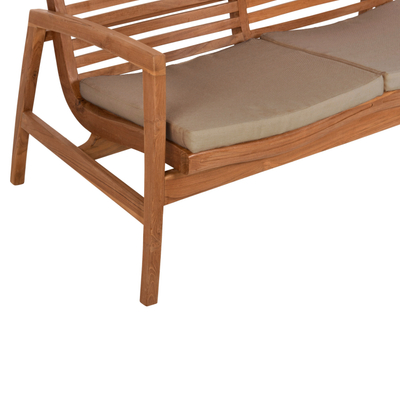Set mobiljesh kopshti Dover HM9624, 4 pjesë, dru teak i ricikluar, jastëkë ngjyrë mocha