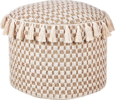 Pouf Beliani PIRAK, pambuk, stil boho, bezhë e çelët