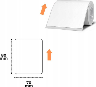 Rrotullë etiketa termike NIIMBOT B3S, 70x80mm, 95 etiketa, e bardhë