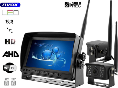 Set kamerash Nvox AHD, monitor 7", 2 kamera wireless, i zi