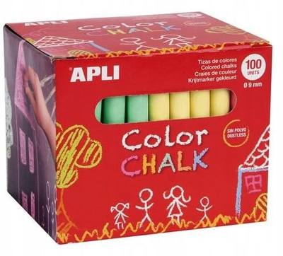 Shkumës APLI Color Chalk, 100 copë, me ngjyra të përziera