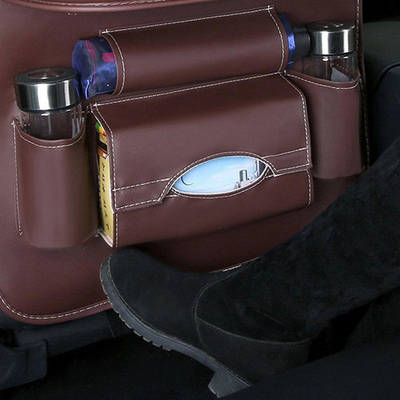 Organizues sedilje makine M, me tavolinë palos, me shumë xhepa, nga eco leather, i zi