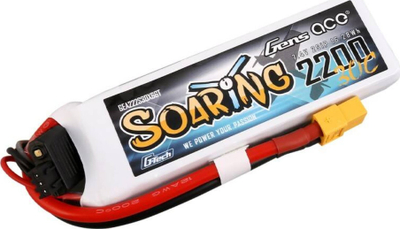 Bateri LiPo Gens Ace Soaring 2200mAh, 11.1V 3S, 30C XT60, e bardhë