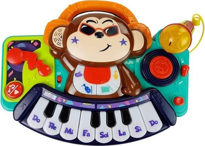 Pianino interaktive për bebe Hola DJ Monkey, me mikrofon, drita dhe tinguj, shumëngjyrësh