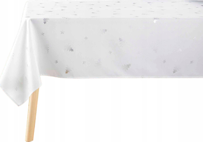 Mbulesë tryeze Douceur D'intérieur Fir, 150 x 300 cm, poliester, e bardhë me argjend