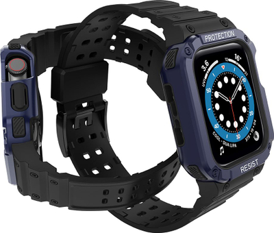 Rrip me kapak mbrojtës për Apple Watch 40/41mm, TPU, sportiv, blu me të zezë