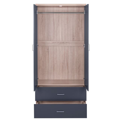 Garderobë dyderëshe Reina HM338.04, 2 sirtarë, 80x42x180 cm, sonoma gri