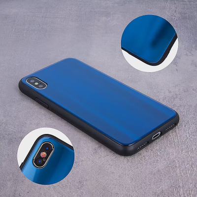 Mbulesë Mocco Aurora Glass për iPhone XS Max, silikoni dhe xham, blu