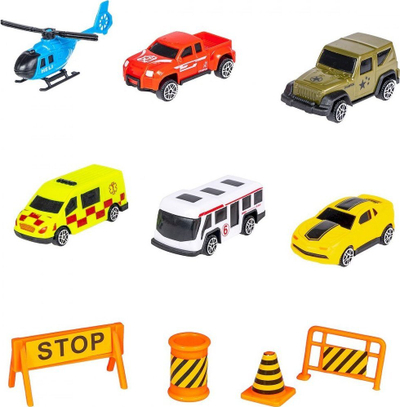 Set kamion lodër Smily Play Truck Suitcase, 5 makina, 1 helikopter, shumëngjyrësh