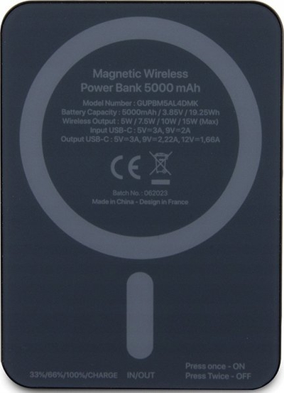 Powerbank wireless Guess GUPBM5ALGSGK, 5000mAh, 15W, i zi