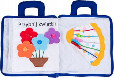 Едукативна текстилна книга Jolly Baby, за бебиња, со практични активности, шарена