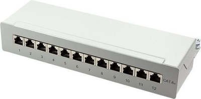 Patch panel LogiLink NP0019, 12x RJ-45, Cat.6A, gri