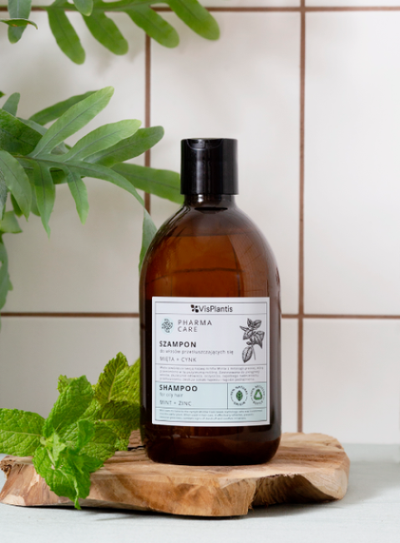 Shampo për flokë të yndyrshëm Vis Plantis Mint + Zink, 500ml