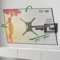 Mbajtës muri për TV Barkan BM464L, 13" 90", Full Motion, i zi