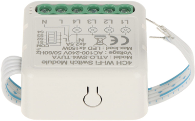 Kontrollor i zgjuar ndriçimi LED Atlo QUADRUPLE ATLO SW4 TUYA, 4 kanale, Wi Fi dhe Bluetooth, i bardhë