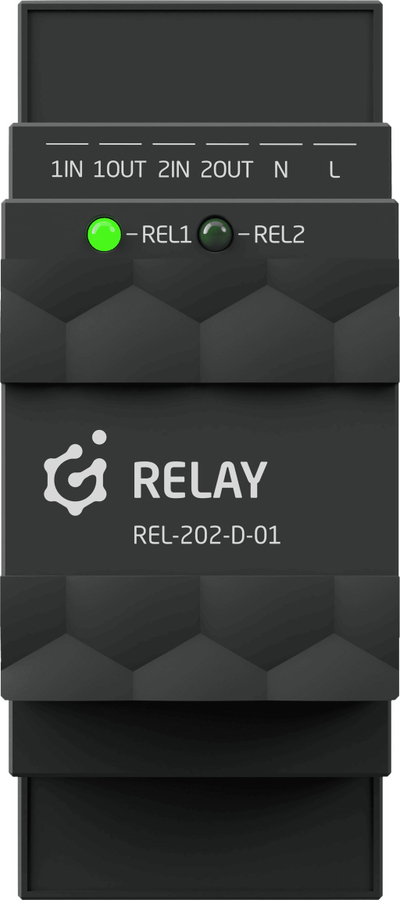 Модул реле Grenton Relay V2 REL-202-D-01, 2 излези 2Hp, TF-Bus DIN, црн