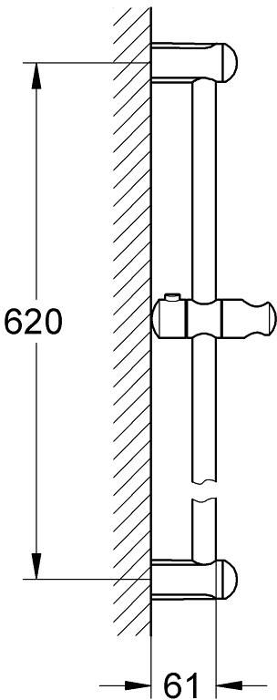 Shinë dushi Grohe New Tempesta, 60 cm, montim mural, krom