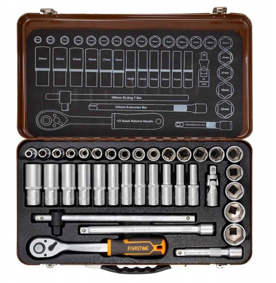 Set çelësash gotë 1/2" 36 copë, 6-këndor 8-32 mm