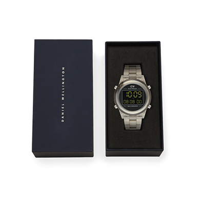 Daniel Wellington Дигитален Хронограф Часовник, 36 mm, Светло Сива