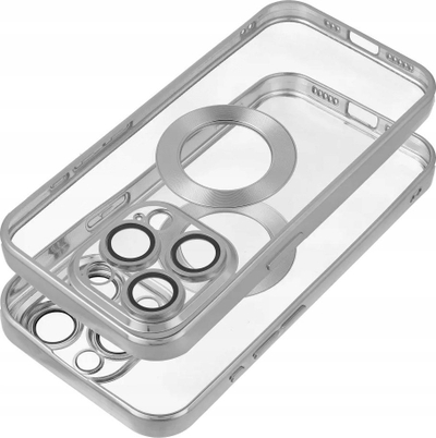 Futera Glam për iPhone 15 Pro Max, TPU i tejdukshëm, unazë mbrojtëse kamere, ngjyrë argjendi
