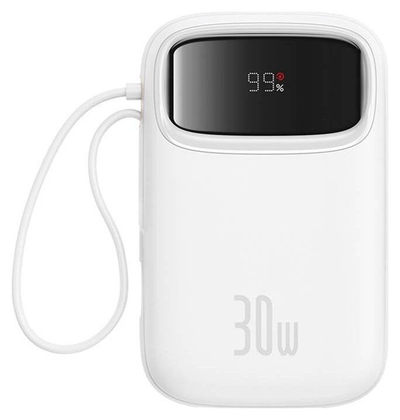 Powerbank Baseus QPow 2, 10000mAh, 30W, e bardhë