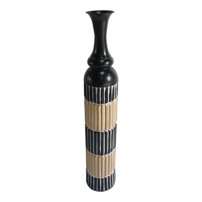 Vazo dekorative Thund Inart metalike në nuancë të zezë dhe natyrale D15.9x88.9cm
