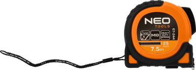 Metër matëse NEO Tools Super Black, 7.5 m, 25 mm, portokalli