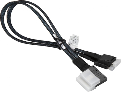 Kabllo SAS Supermicro CBL-SAST-0817, Slimline X8 në 2x Cabloculink X4, 36 cm, i zi