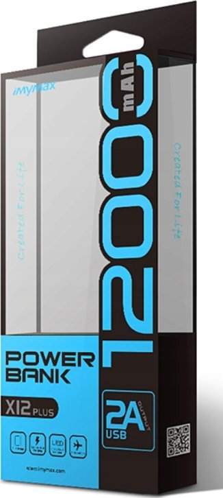 Powerbank IMYMAX X12 Plus, 12000mAh, 2 porta USB, i bardhë