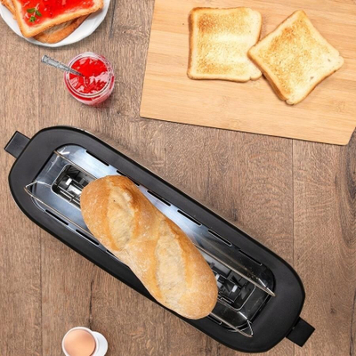 Toster Alpina 1000W, hendek i gjerë, inox i zi