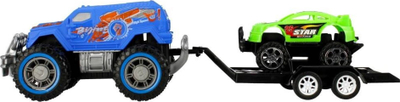 Set lodrash MEGA CREATIVE 498670, xhip terreni me rimorkio, makinë sportive, blu dhe jeshile