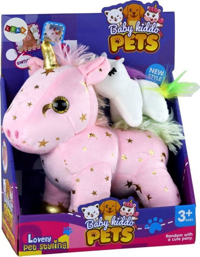 Сет играчка од плюш LEAN Toys Еднорог, механизам со приспивна песна, 2 парчиња, розова со ѕвезди