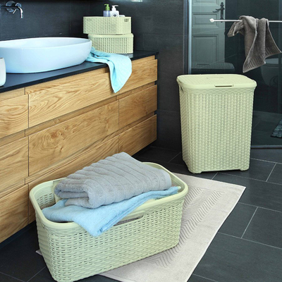 Shportë rrobash Curver Natural Style, 40L, plastike ratan, ngjyrë krem