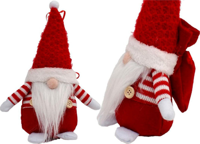 Figurë dekorative Saska Christmas Santa, 25cm, me thes dhuratash, e kuqe