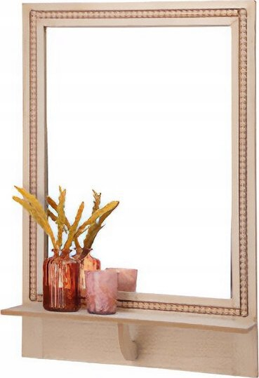 Pasqyrë dekorative me raft Mirror Shelf, 40x10x60cm, MDF, e bardhë