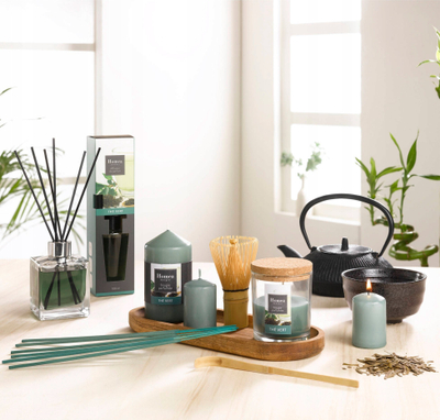 Voskë aromatike Homea Green Tea, për oxhak dekorativ, 12 copë