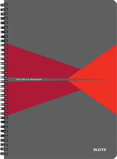 Fletore me spirale Leitz Wirebound Notebook Office, A4, faqe me katrore, kapak kartoni, e kuqe