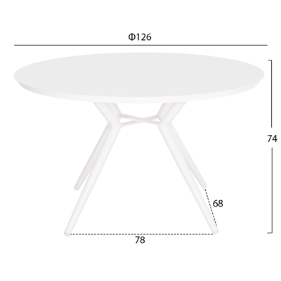 Tavolinë kopshti HomeMarkt Higer HM6290.02, alumini, diametër 126 cm, e bardhë