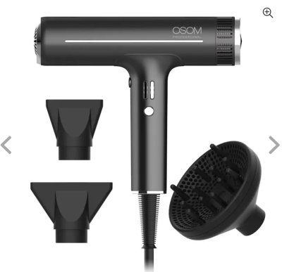 Tharëse flokësh Osom Professional, 1800W, motor BLDC, e zezë