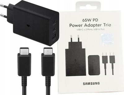 Karikues muri Samsung EP-T6530 Power Adapter Trio, 65W, 2xUSB-C 1xUSB-A, i zi