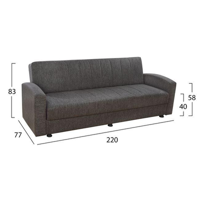 Divan-Shtrat 3-ulëse 220×77×83 cm (HM3074.01), bezhë