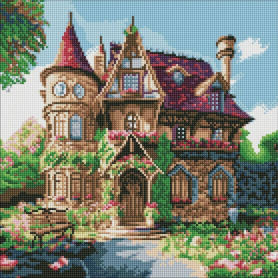 Set mozaik me diamante Ideyka Cozy Palace, 40x40 cm, kanavacë vetëngjitëse, shumëngjyrësh