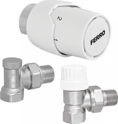 Set termostatik këndor Ferro ZTM21 GT20, 1/2", për radiatorë