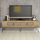 Kabinet TV Kalune Design Ekol, me rafte dhe dyer, dru natyral