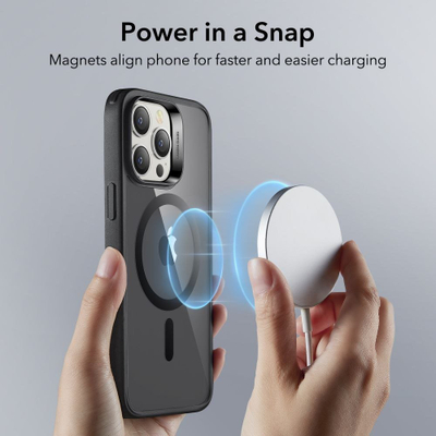 Mbrojtëse telefoni ESR Classic Hybrid HaloLock për iPhone 14 Pro, MagSafe, mban mirë goditjet, transparente me të zezë