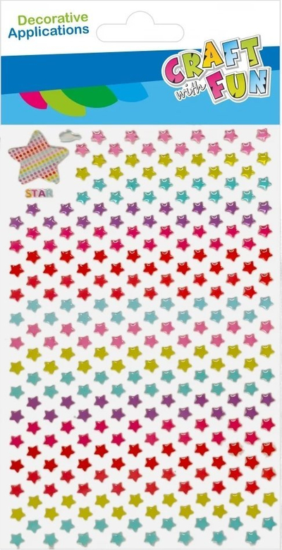 Stickers dekorativë CRAFT WITH FUN 532009, formë yjesh, 261 copë, shumëngjyrëshe
